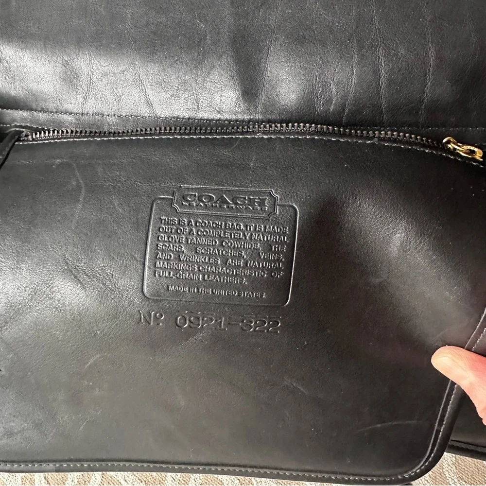 Coach Black Leather Briefcase with Gold Accents